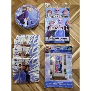 Disney Frozen 2 Party‎ Supplies Plates Napkins Tablecover Door Poster NEW 99 Pcs
